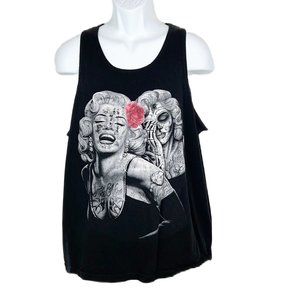 Shaka Active Tank Top Men XL Black Marilyn Monroe Skull Print Sleeveless Shirt